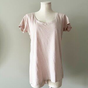 AG Adriano Goldschmied T-Shirt Womens Size S Light Pink with Real Silk Back
